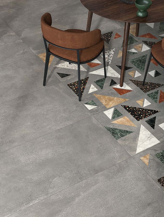 Phối gạch trang trí với gạch terrazzo