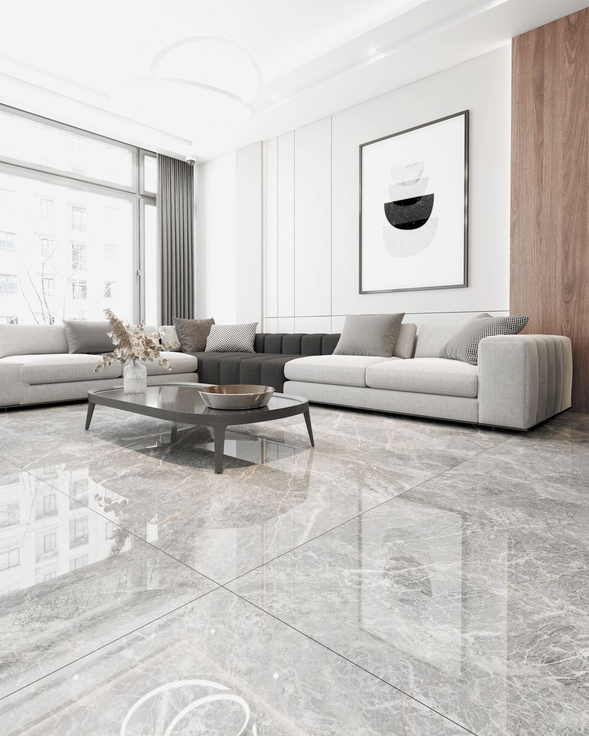 Gạch 90x90 màu xám ghi vân đá granite