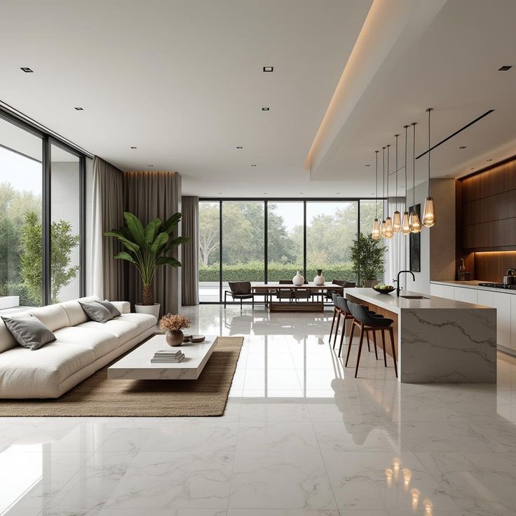 Gạch lát phòng khách hiện đại