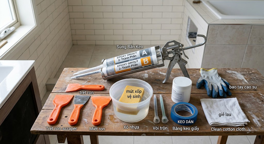 Các dụng cụ bắn keo chà ron 2 thành phần