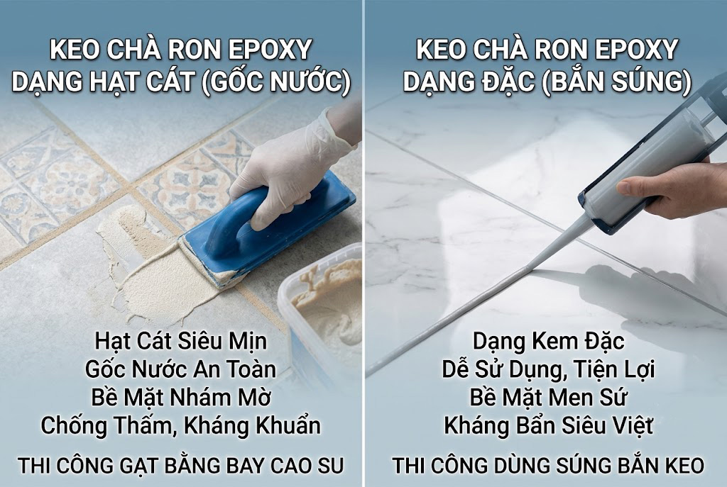 Phân biệt keo chà ron epoxy dạng hạt cát và dạng đặc